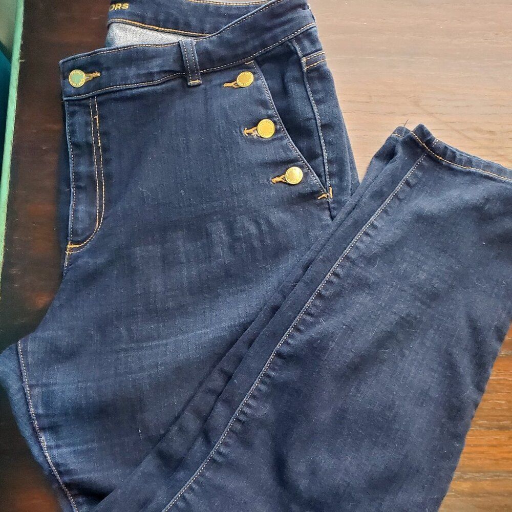 Michael Kors Curvy Girl stretch Jeans w/Gold Button detail -16 - Picture 7 of 8
